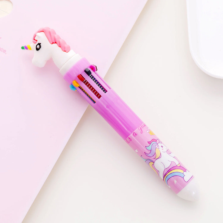 Wholesale Plastic Cute Hippopotamus Dinosaur 10 Color Ballpoint Pen